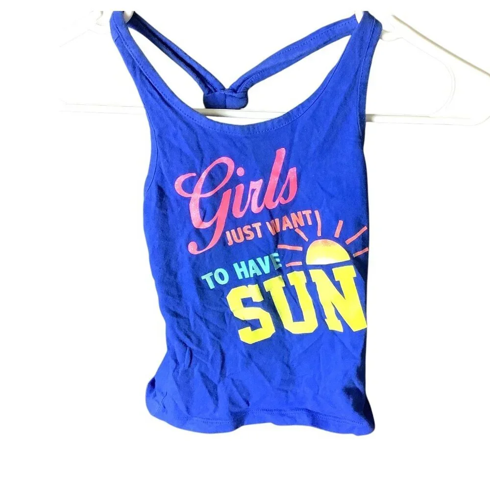The Children's‎ Place Girls Blue Racerback Tank Top 5/6 Cotton Sleeveless Summer